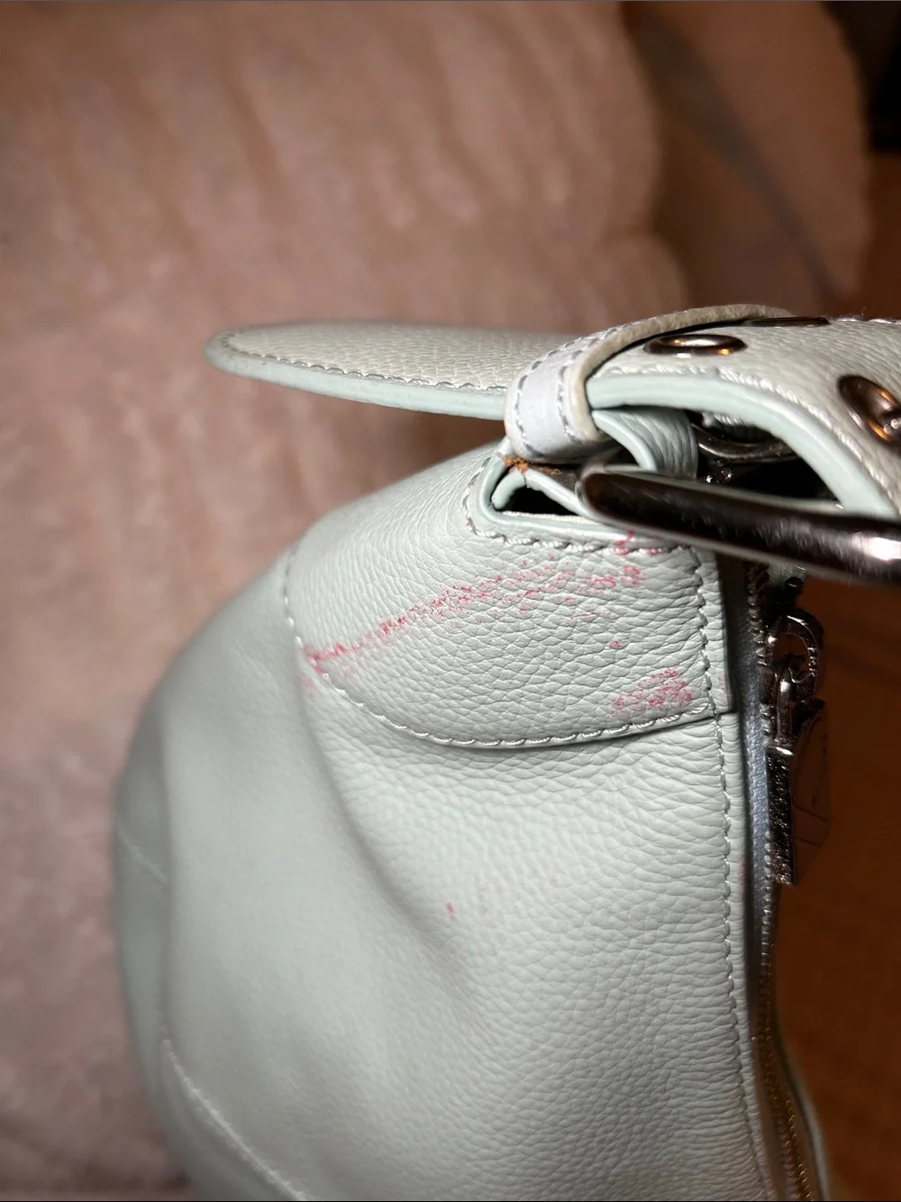200. Furla Mint Green Pebbled Leather Hobo Bag with COA